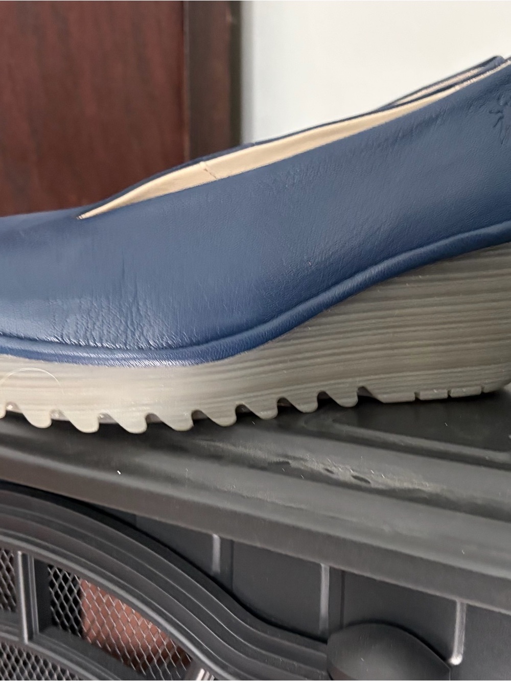 Fly London Navy Blue Wedge Slip-On Loafers - Picture 5 of 6